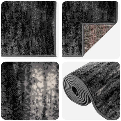 Runner Rug FLORNES Woven Black Brushes 80 x 450 cm PP 7 mm