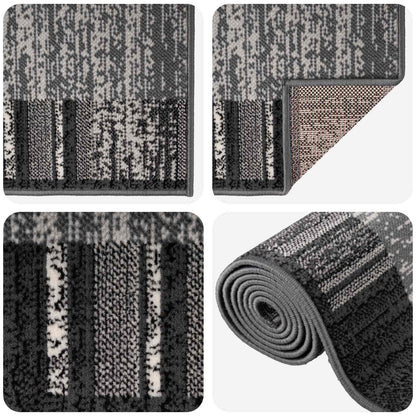 Runner Rug FLORNES Woven Grey Stripes 67 x 250 cm PP 7 mm