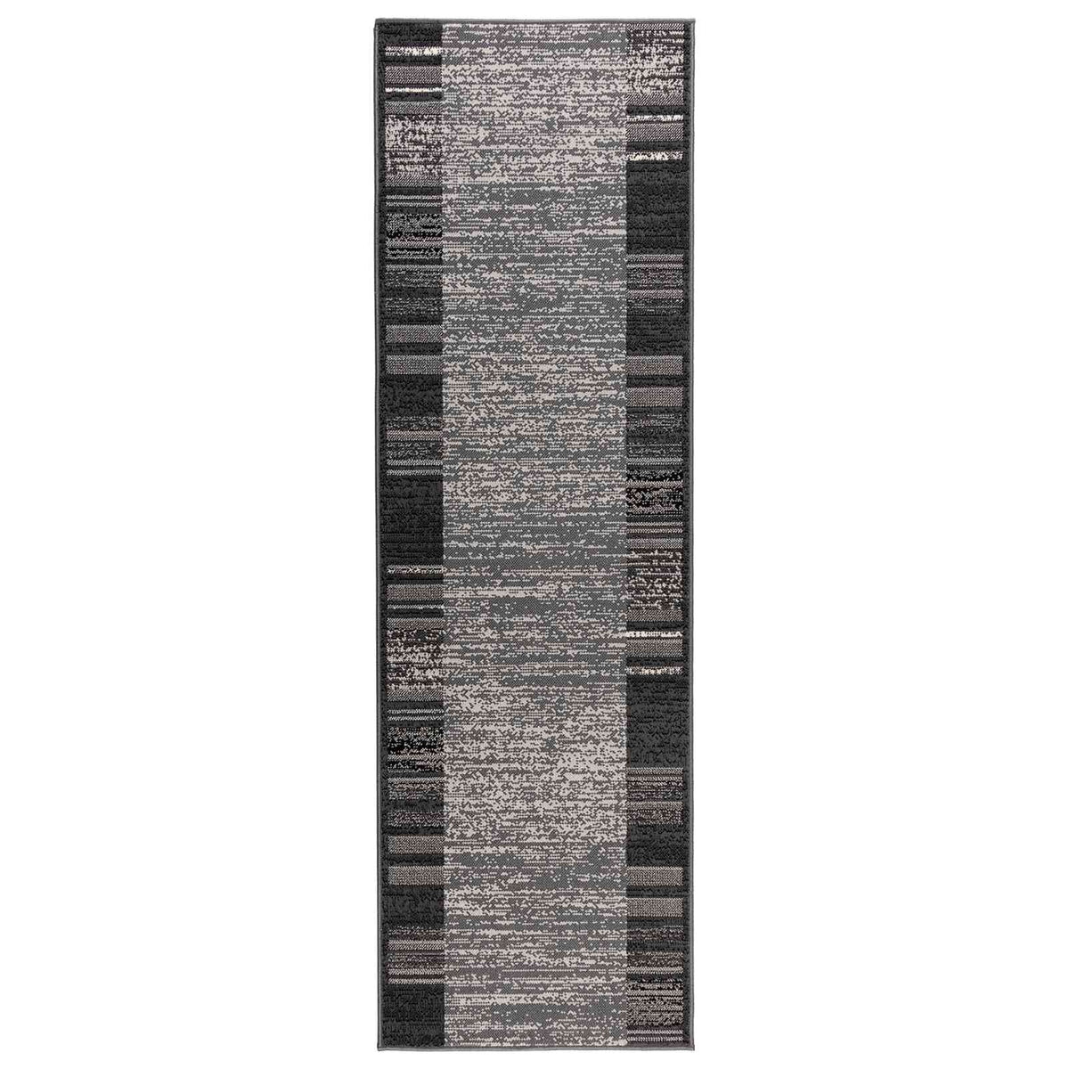 Runner Rug FLORNES Woven Grey Stripes 67 x 250 cm PP 7 mm