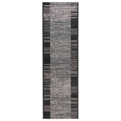 Runner Rug FLORNES Woven Grey Stripes 67 x 400 cm PP 7 mm