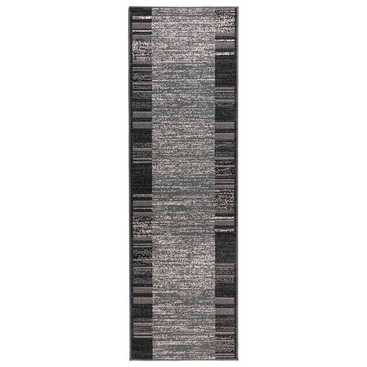 Runner Rug FLORNES Woven Grey Stripes 100 x 400 cm PP 7 mm