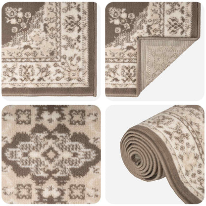 Runner Rug FLORNES Woven Taupe Pattern 80 x 450 cm PP 7 mm
