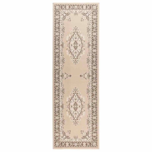 Runner Rug FLORNES Woven Ecru Pattern 80 x 200 cm PP 7 mm