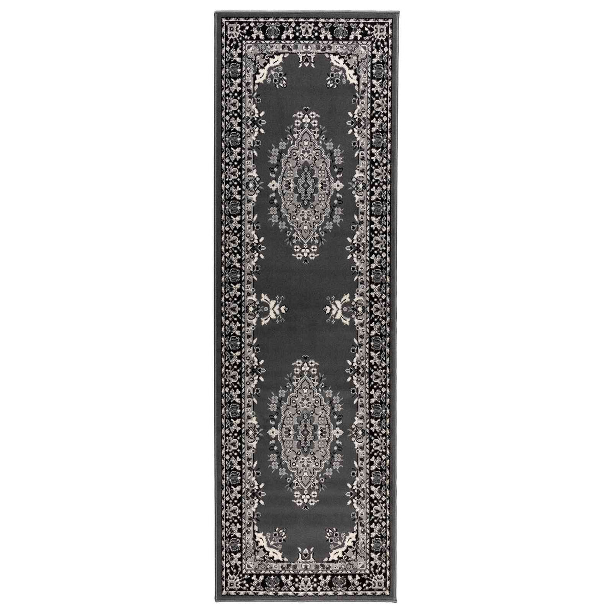 Runner Rug FLORNES Woven Grey Pattern 67 x 300 cm PP 7 mm