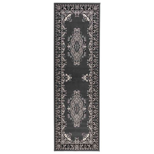 Runner Rug FLORNES Woven Grey Pattern 100 x 350 cm PP 7 mm