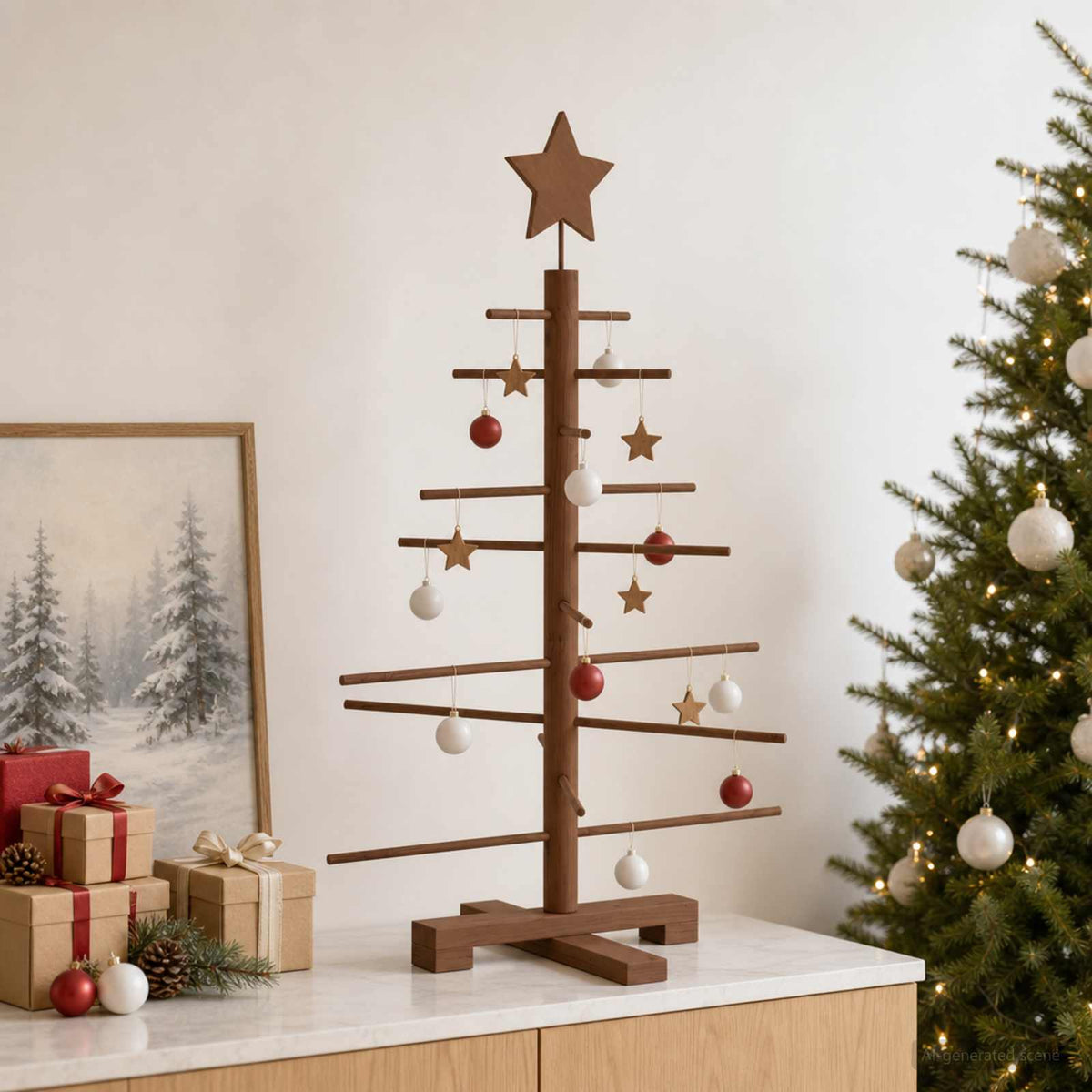 Wooden Christmas Tree 75 cm Bamboo and Solid Pine Wood