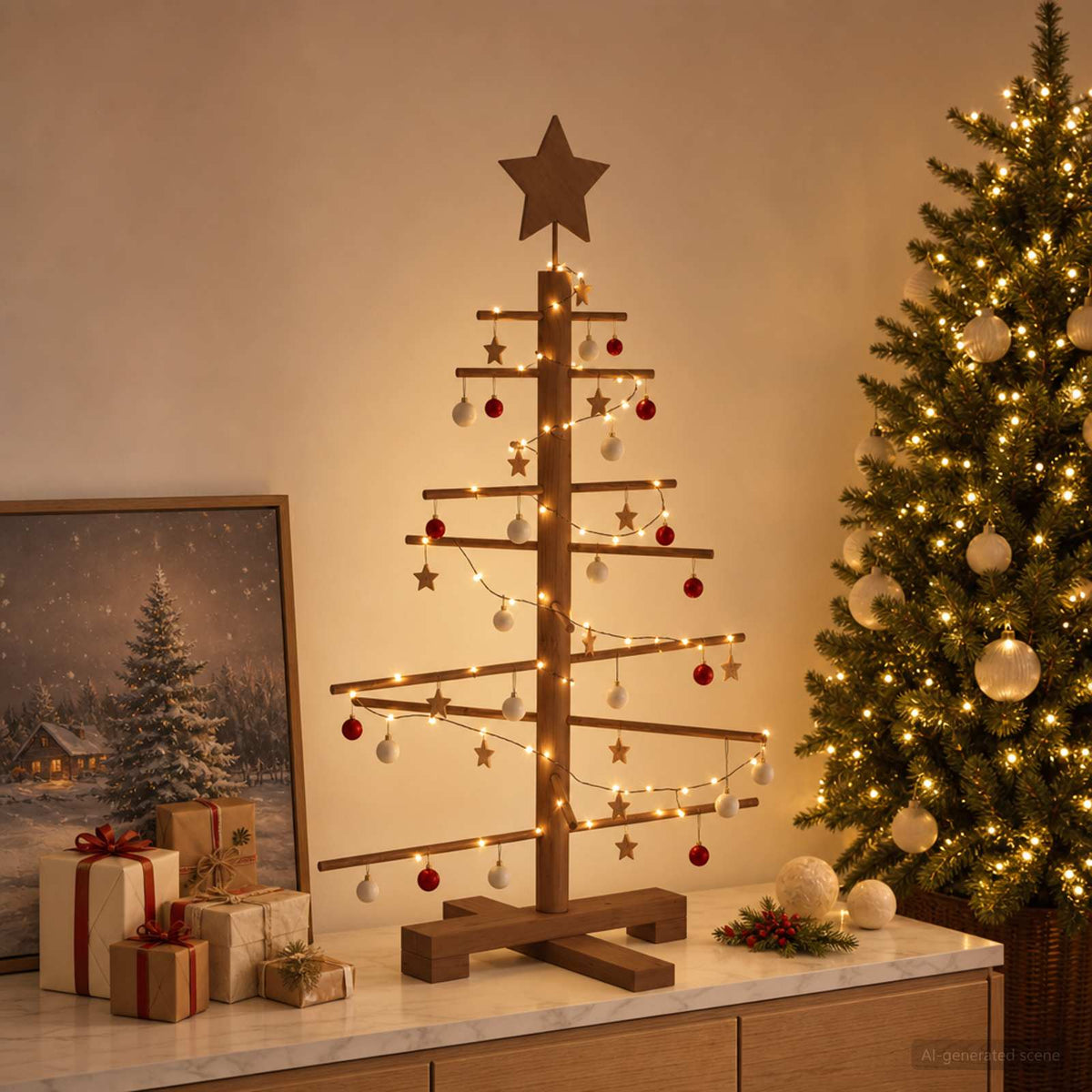 Wooden Christmas Tree 75 cm Bamboo and Solid Pine Wood