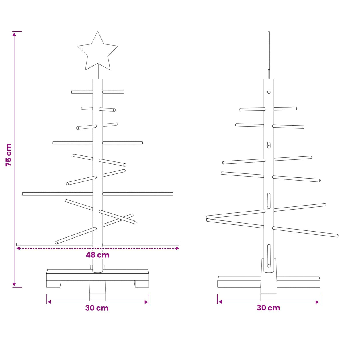 Wooden Christmas Tree 75 cm Bamboo and Solid Pine Wood