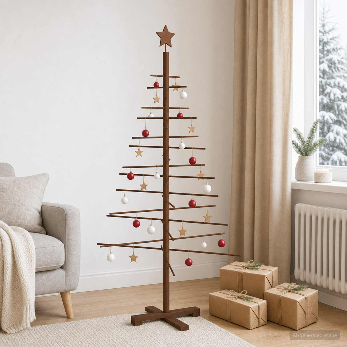 Wooden Christmas Tree 150 cm Bamboo and Solid Pine Wood