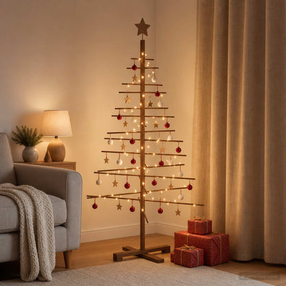 Wooden Christmas Tree 150 cm Bamboo and Solid Pine Wood