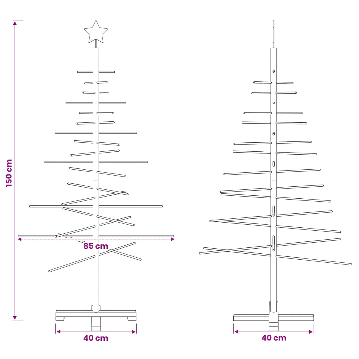 Wooden Christmas Tree 150 cm Bamboo and Solid Pine Wood