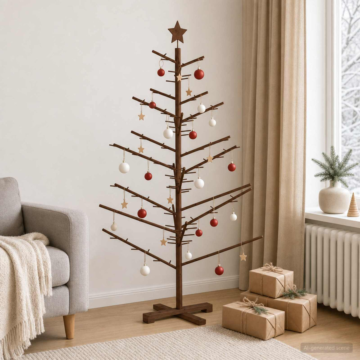 Wooden Christmas Tree 150 cm Bamboo and Solid Pine Wood