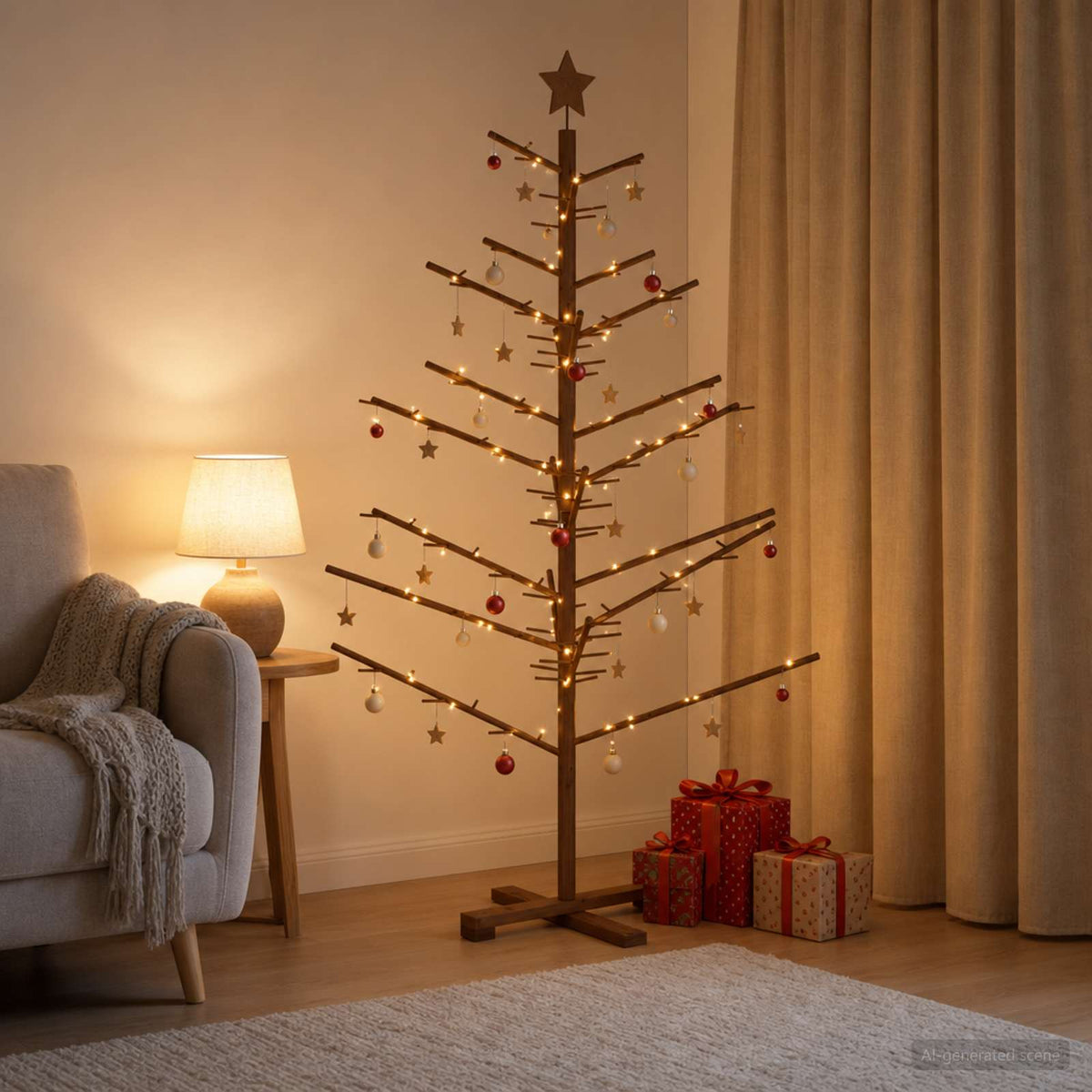 Wooden Christmas Tree 150 cm Bamboo and Solid Pine Wood
