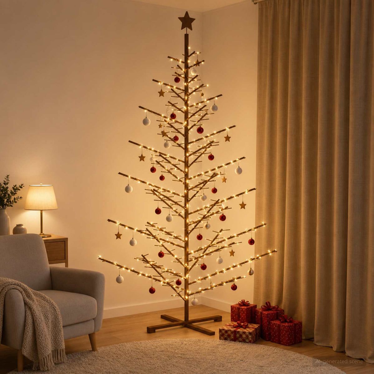 Wooden Christmas Tree 240 cm Bamboo and Solid Pine Wood
