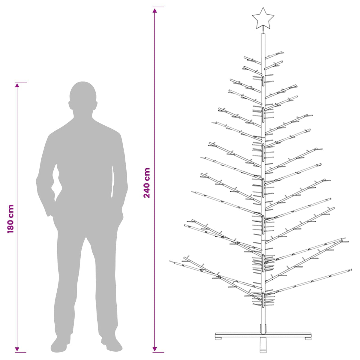 Wooden Christmas Tree 240 cm Bamboo and Solid Pine Wood