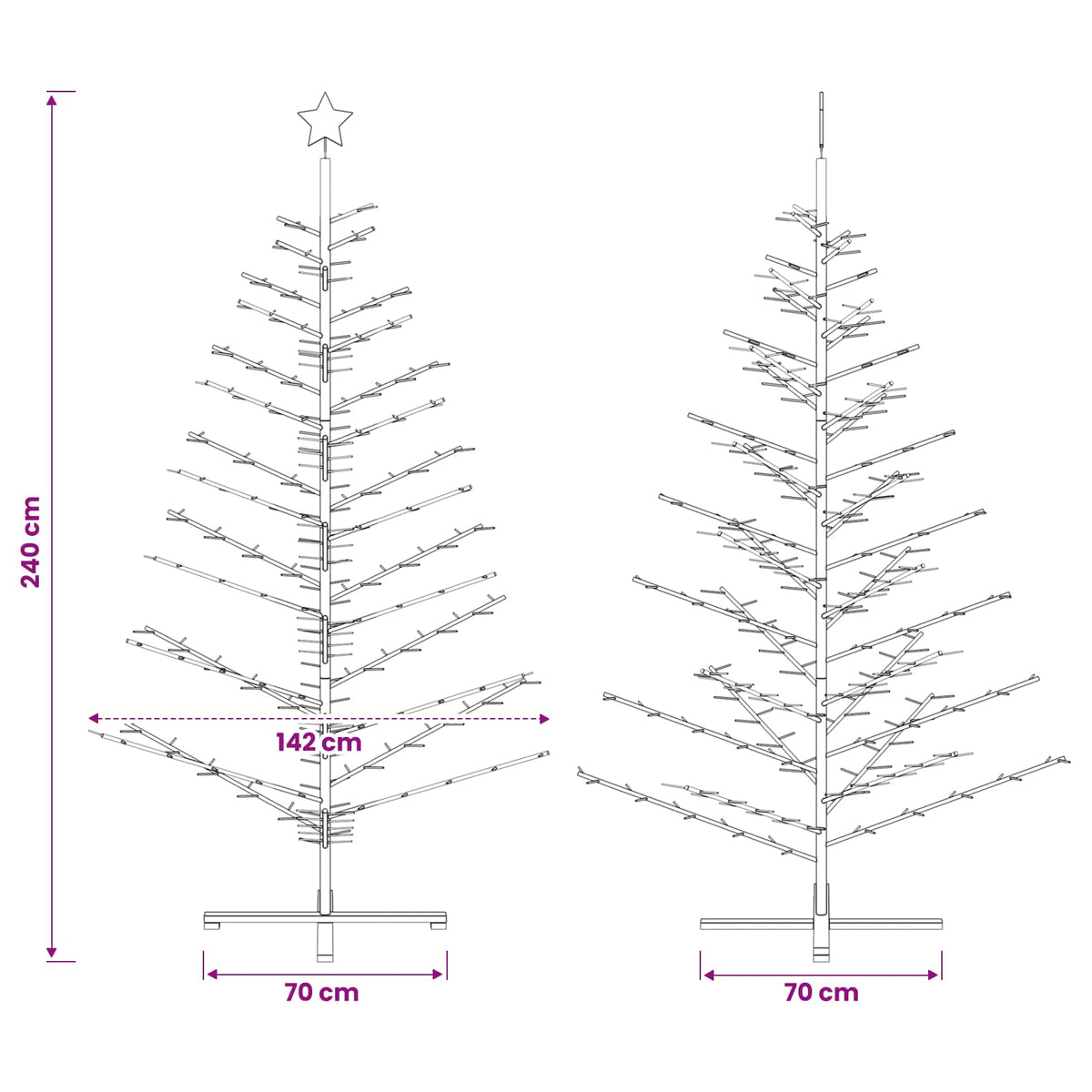 Wooden Christmas Tree 240 cm Bamboo and Solid Pine Wood