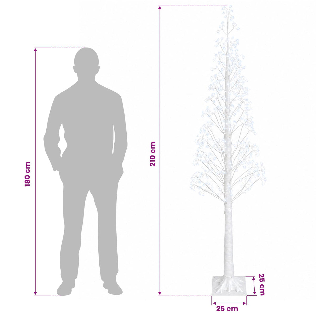 Starburst Christmas Tree White 25 x 25 x 210 cm Plastic