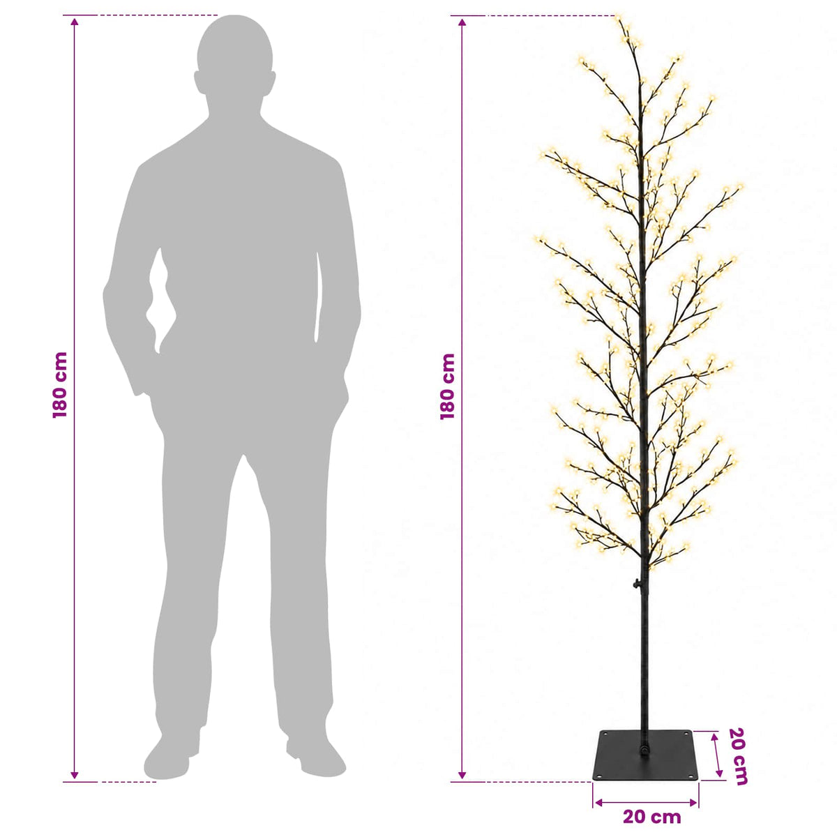 Micro Birch Christmas Tree Black 20 x 20 x 180 cm Steel
