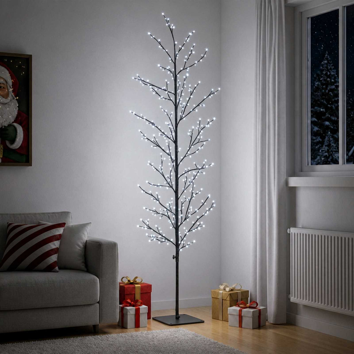 Micro Birch Christmas Tree Black 180 cm Steel 459 LEDs