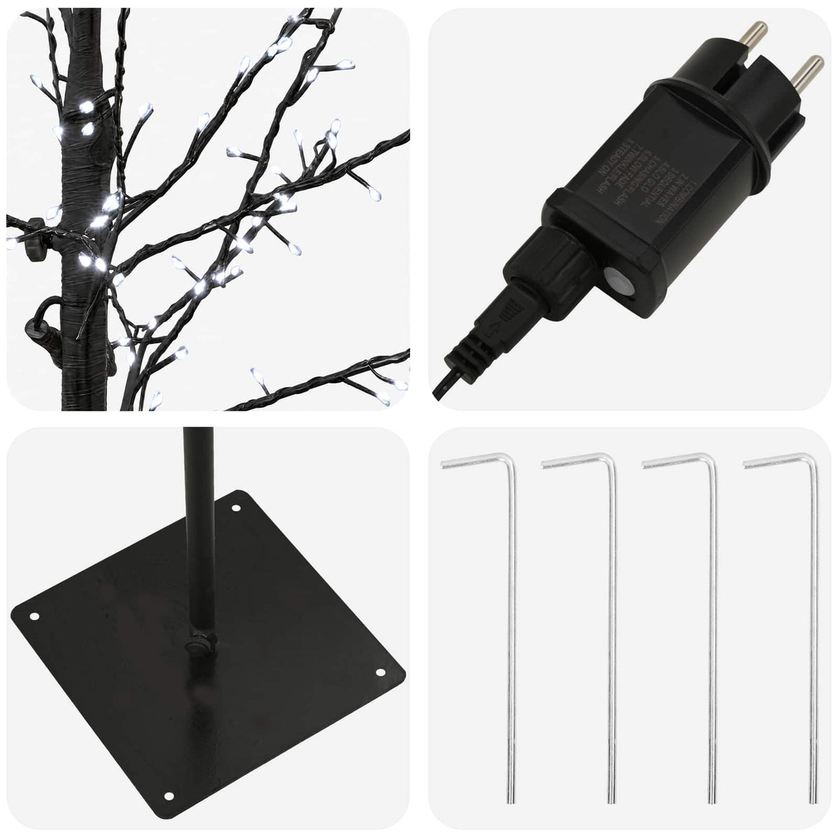 Micro Birch Christmas Tree Black 180 cm Steel 459 LEDs
