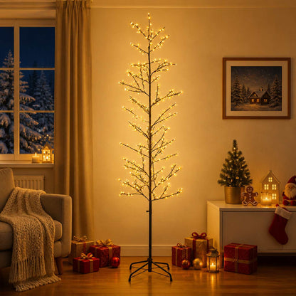 Micro Birch Christmas Tree Black 47 x 210 cm Steel 567 LEDs