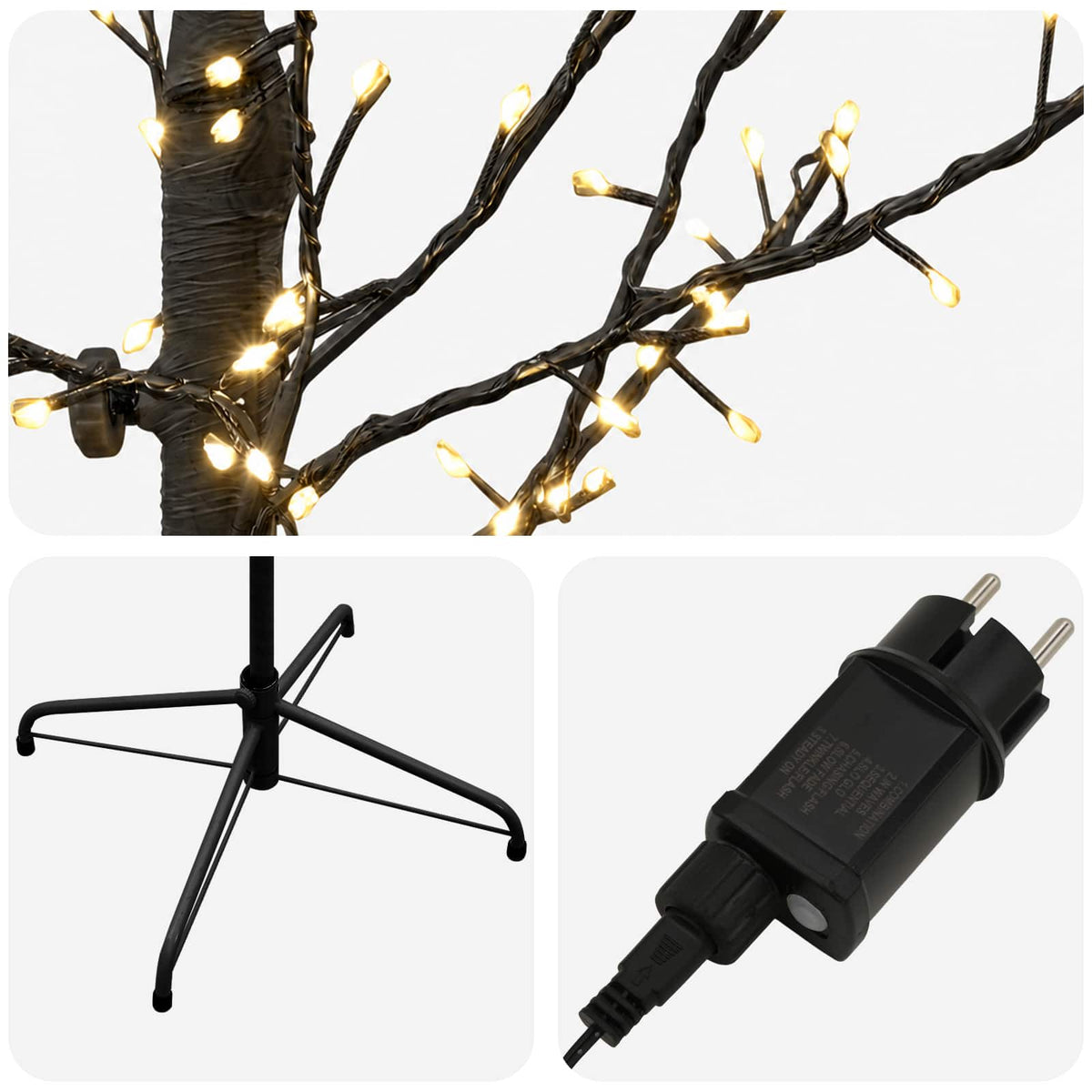 Micro Birch Christmas Tree Black 47 x 210 cm Steel 567 LEDs