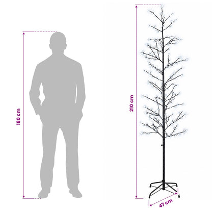 Micro Birch Christmas Tree Black 47 x 210 cm Steel 567 LEDs