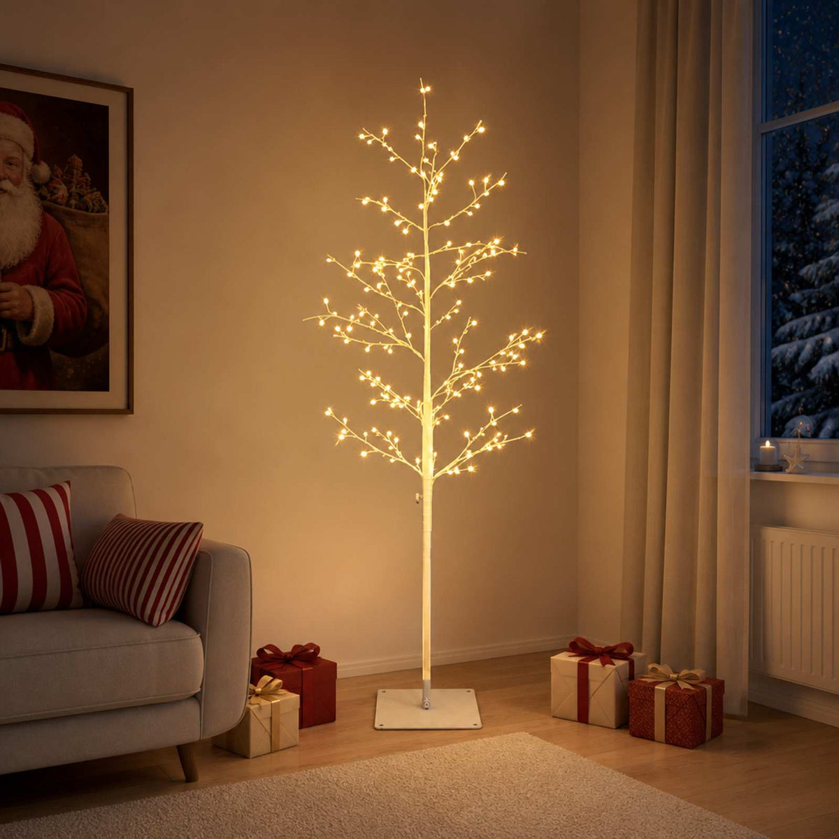 Micro Birch Christmas Tree White 150 cm Steel 360 LEDs