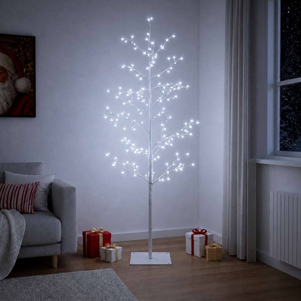 Micro Birch Christmas Tree White 150 cm Steel 360 LEDs