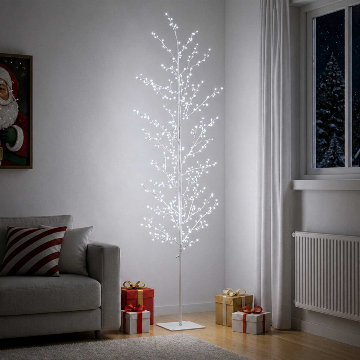 Micro Birch Christmas Tree White 20 x 20 x 180 cm Steel