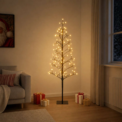 LED String Christmas Tree Black 18 x 18 x 120 cm Steel 140 LEDs
