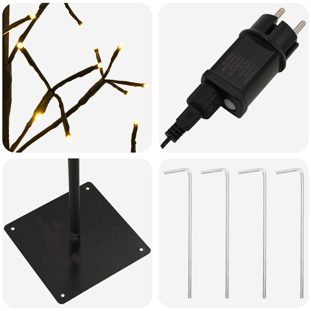 LED String Christmas Tree Black 18 x 18 x 120 cm Steel 140 LEDs