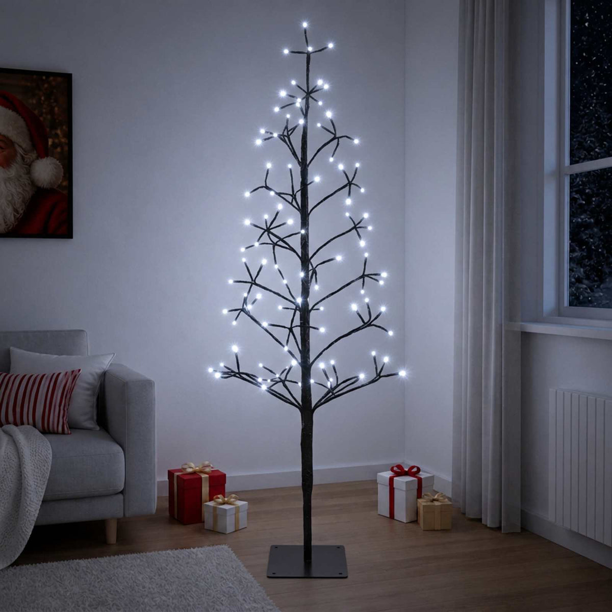 LED String Christmas Tree Black 18 x 18 x 120 cm Steel 140 LEDs
