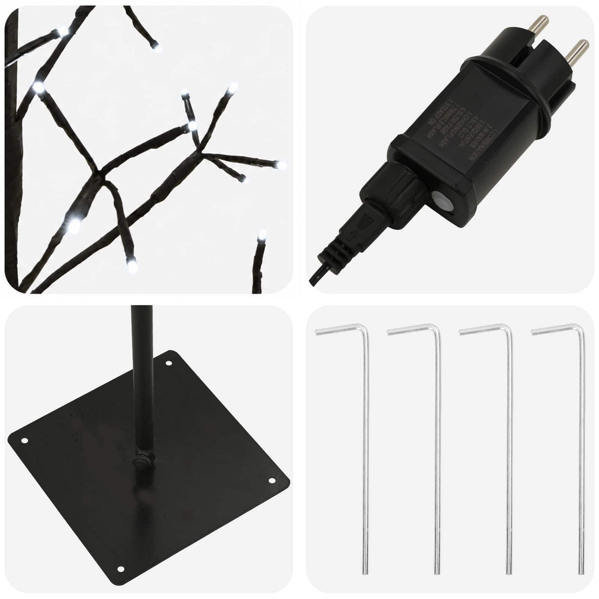 LED String Christmas Tree Black 18 x 18 x 120 cm Steel 140 LEDs