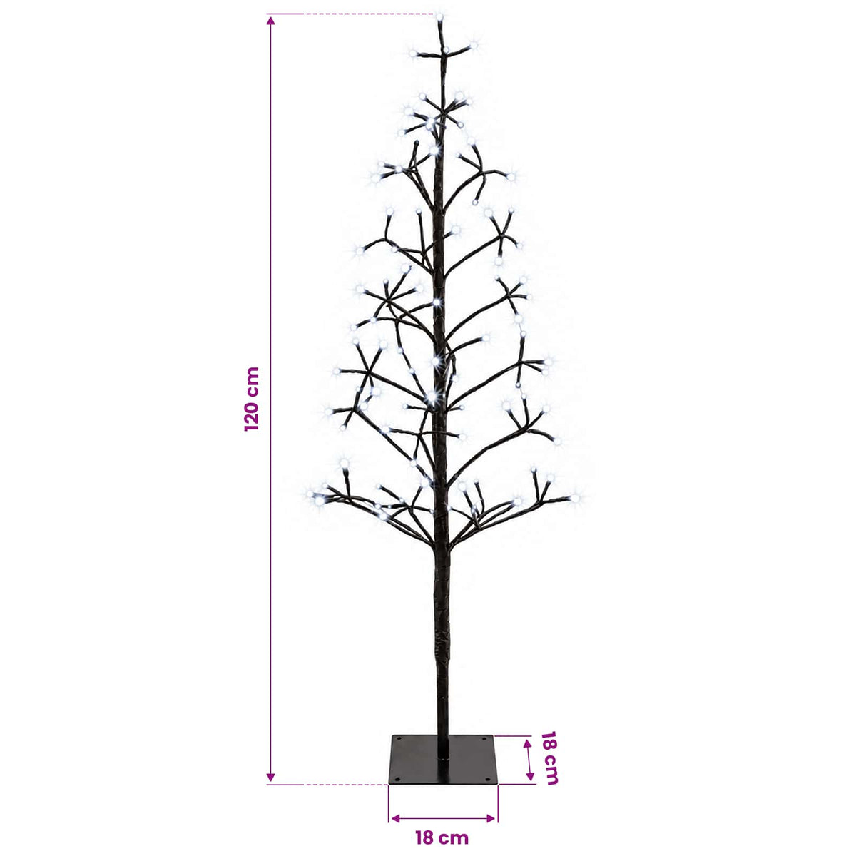 LED String Christmas Tree Black 18 x 18 x 120 cm Steel 140 LEDs