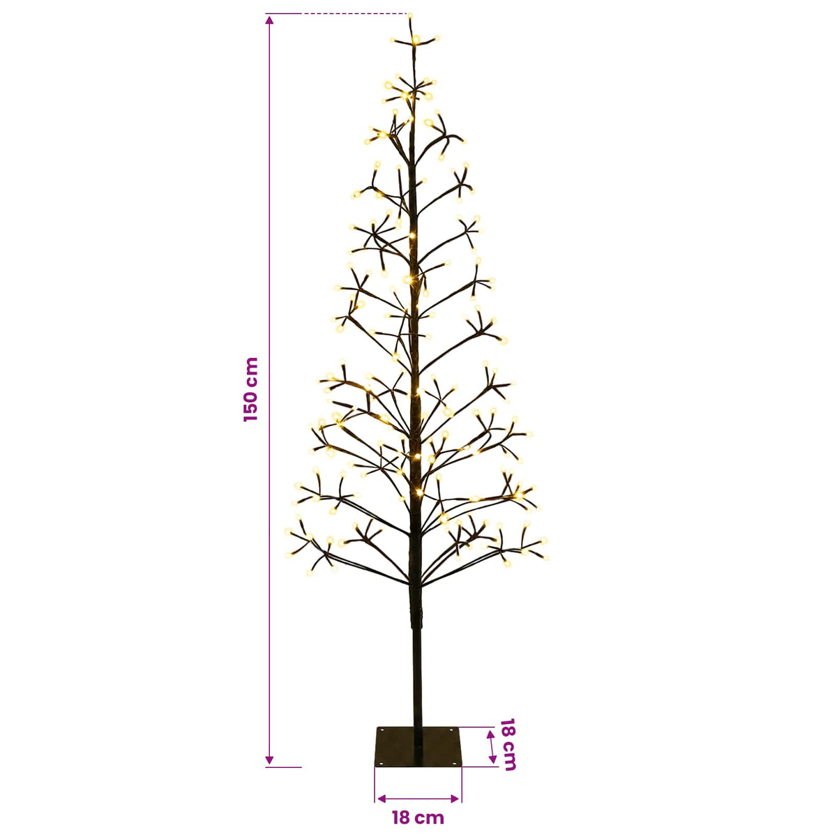 LED String Christmas Tree Black 150 cm Steel 164 LEDs