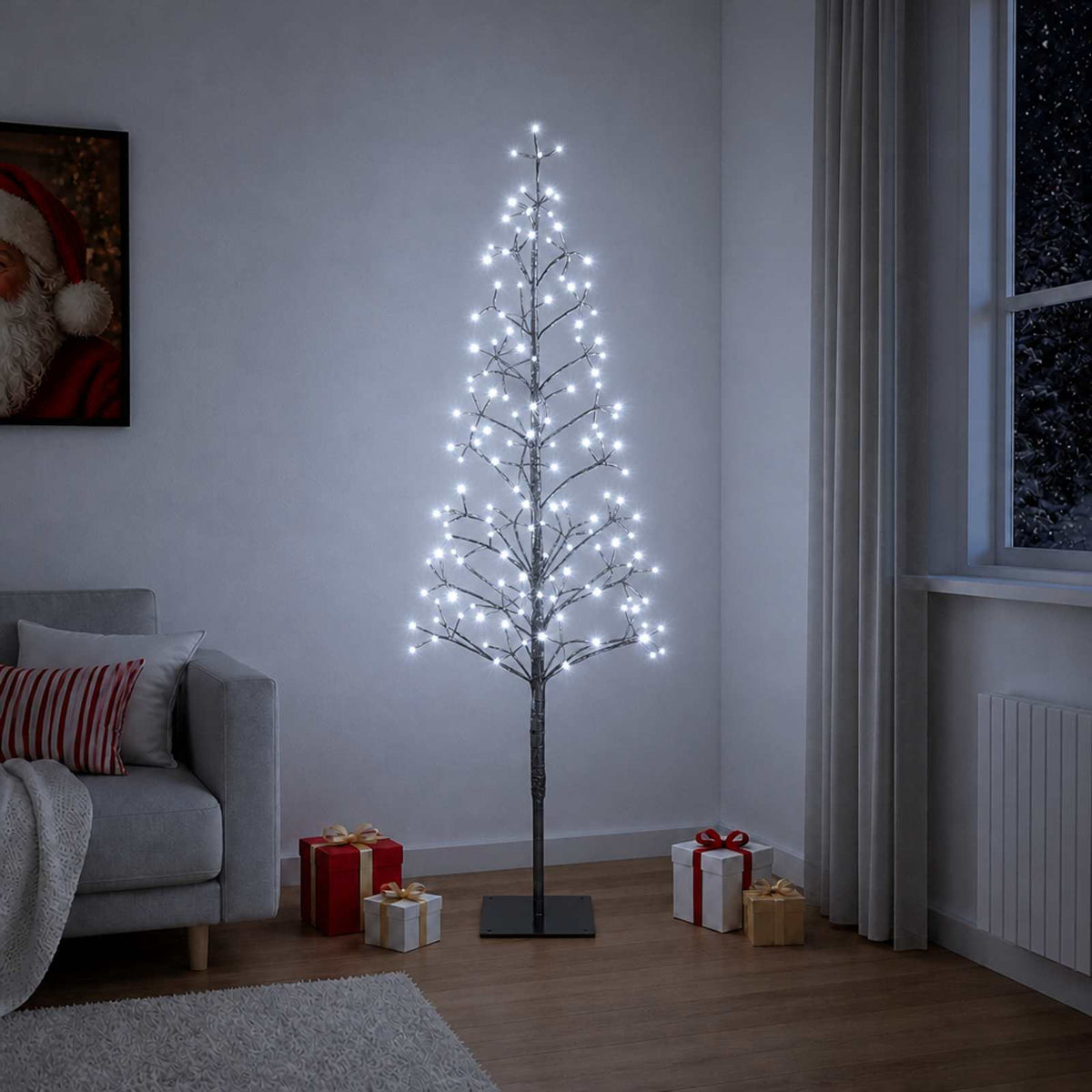 LED String Christmas Tree Black 18 x 18 x 150 cm Steel 164 LEDs