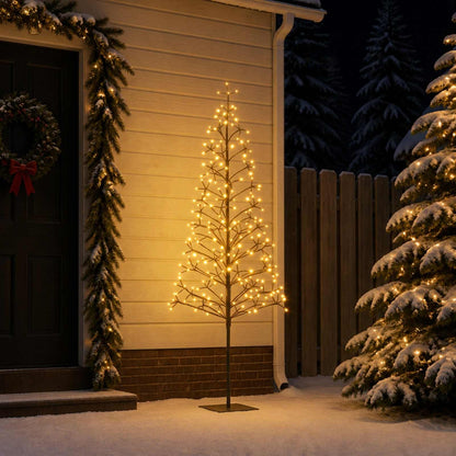 LED String Christmas Tree Black 20 x 20 x 180 cm Steel 196 LEDs