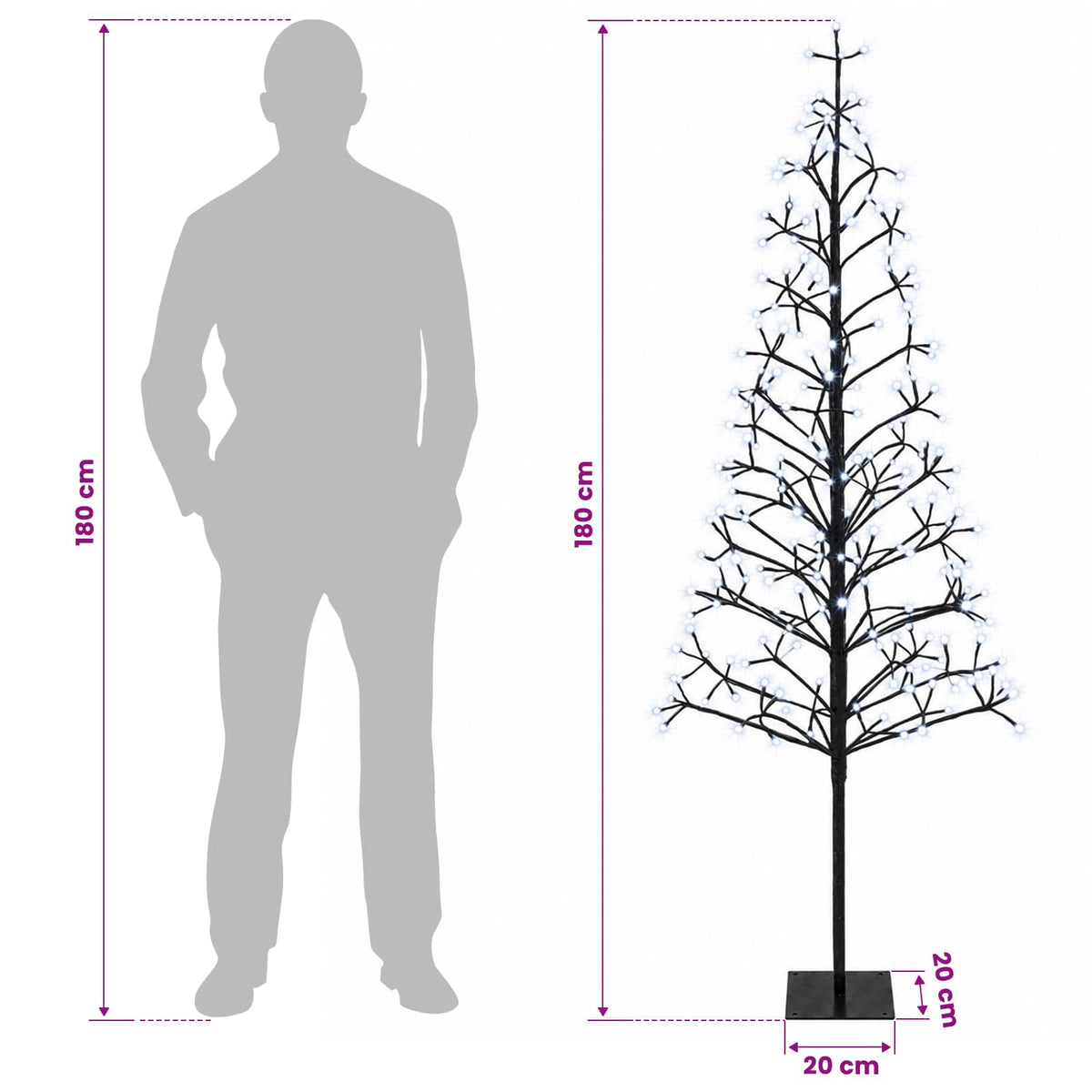 LED String Christmas Tree Black 180 cm Steel 196 LEDs