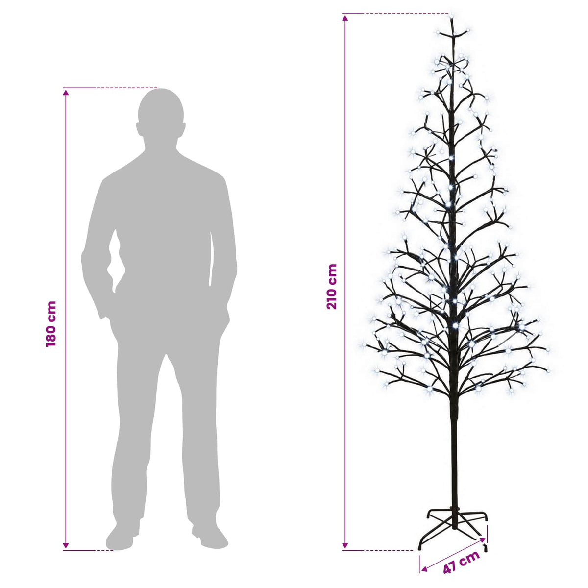 LED String Christmas Tree Black 47 x 210 cm Steel 228 LEDs