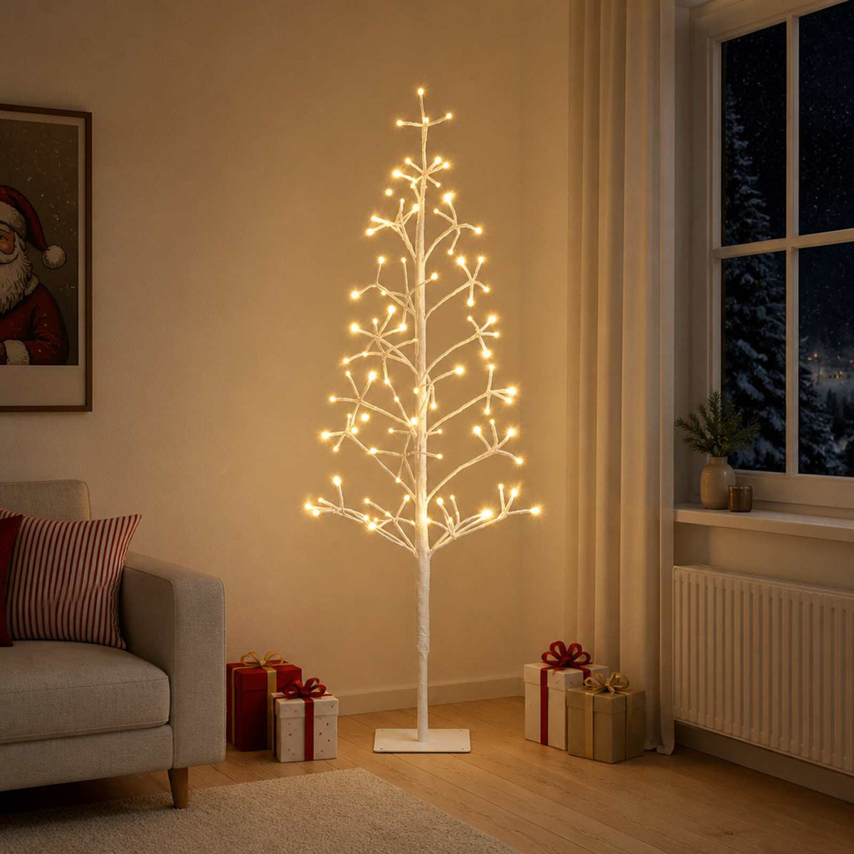 LED String Christmas Tree White 18 x 18 x 120 cm Steel 140 LEDs