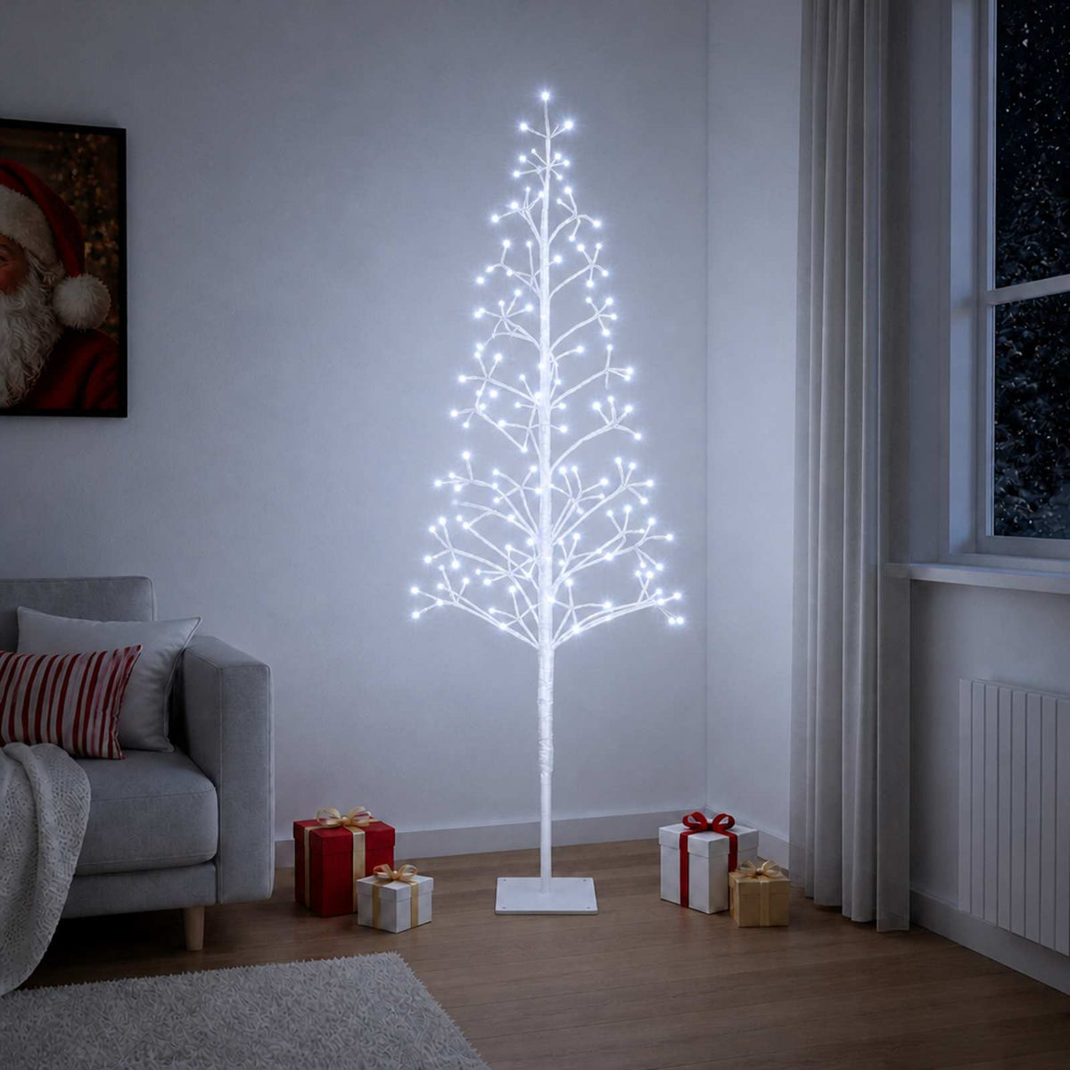 LED String Christmas Tree White 18 x 18 x 150 cm Steel 164 LEDs
