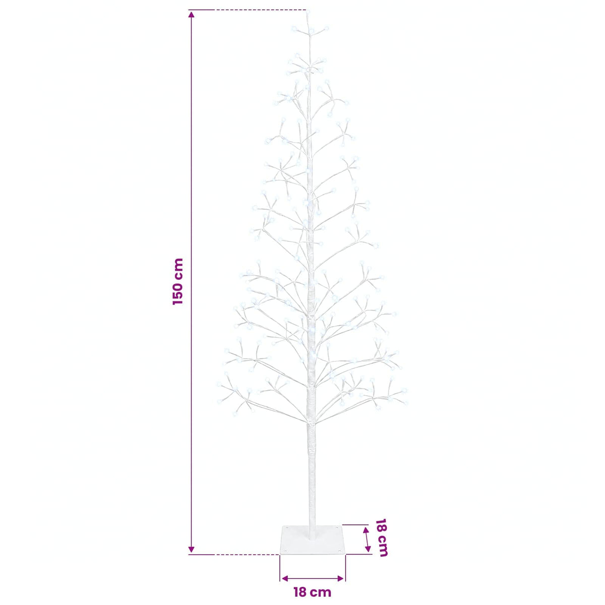 LED String Christmas Tree White 18 x 18 x 150 cm Steel 164 LEDs