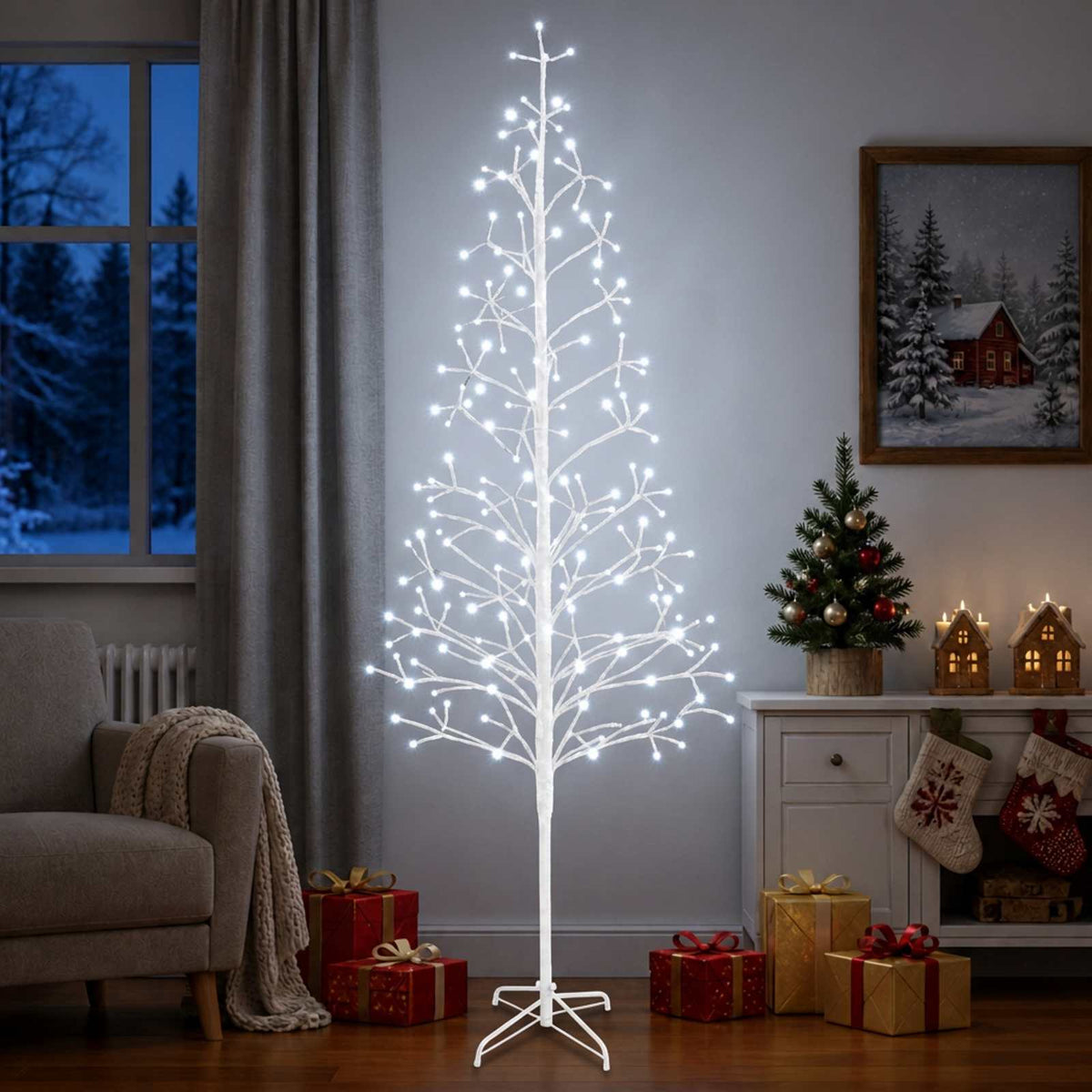 LED String Christmas Tree White 47 x 210 cm Steel 228 LEDs