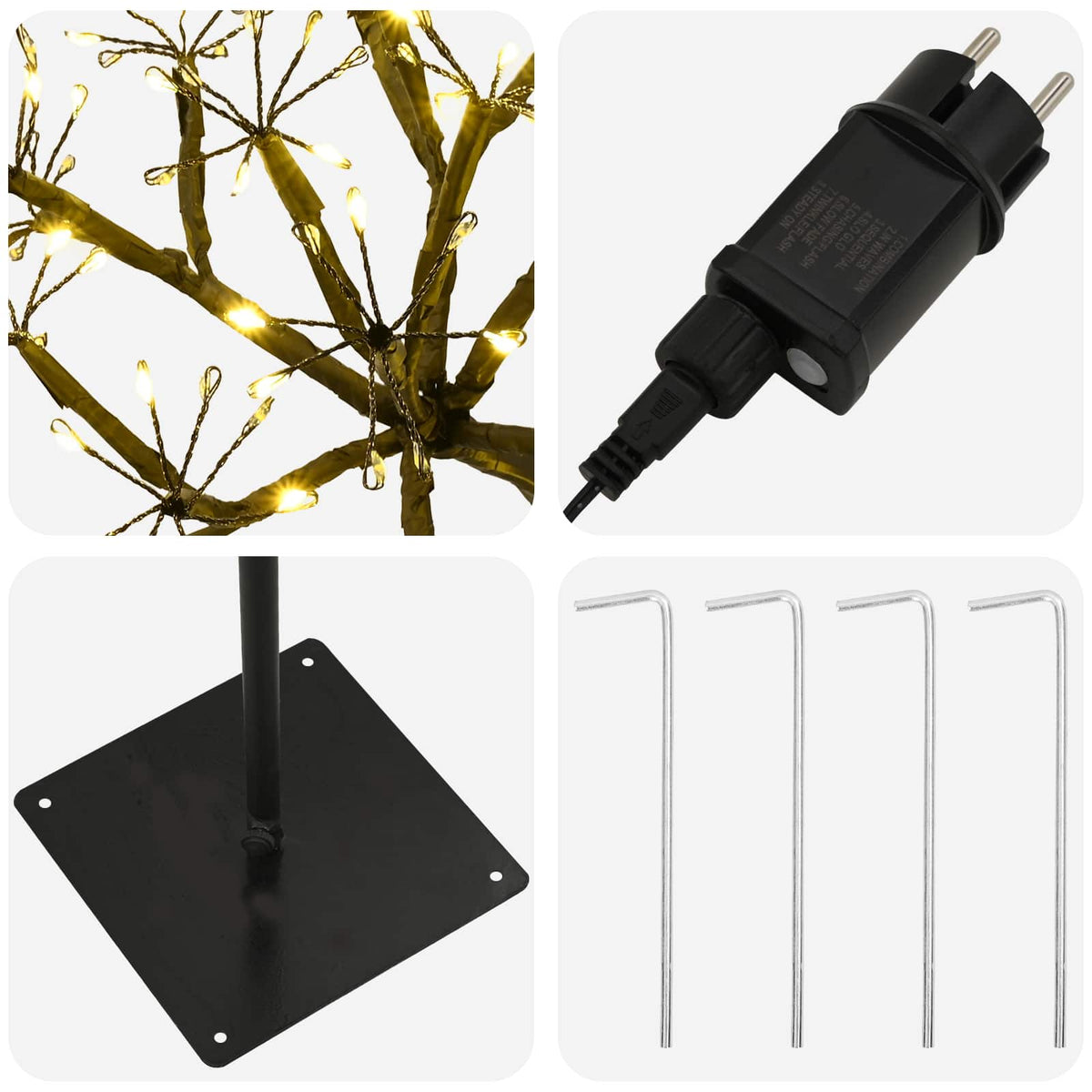 S-Shape LED Christmas Tree Black 18 x 18 x 120 cm Steel