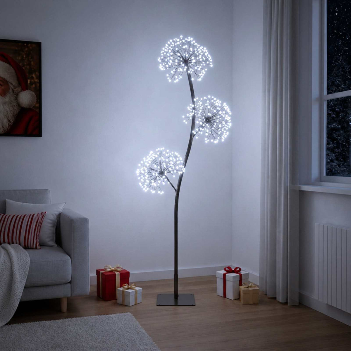S-Shape LED Christmas Tree Black 18 x 18 x 120 cm Steel