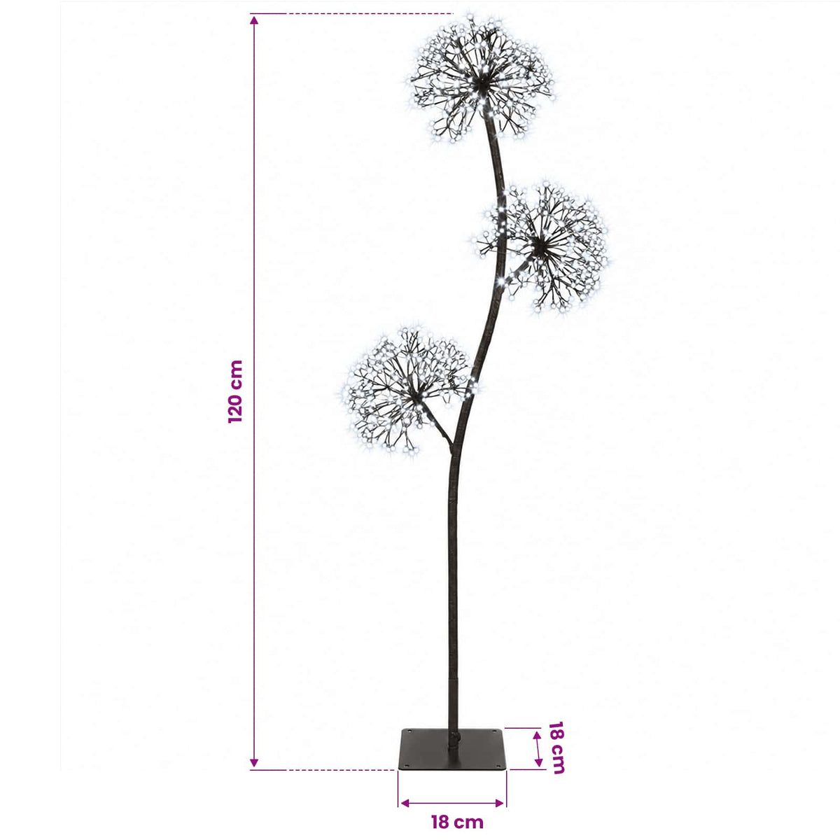 S-Shape LED Christmas Tree Black 18 x 18 x 120 cm Steel