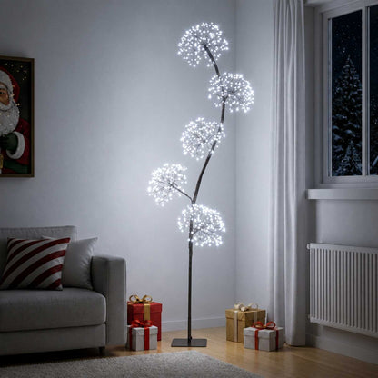 S-Shape LED Christmas Tree Black 20 x 20 x 175 cm Steel