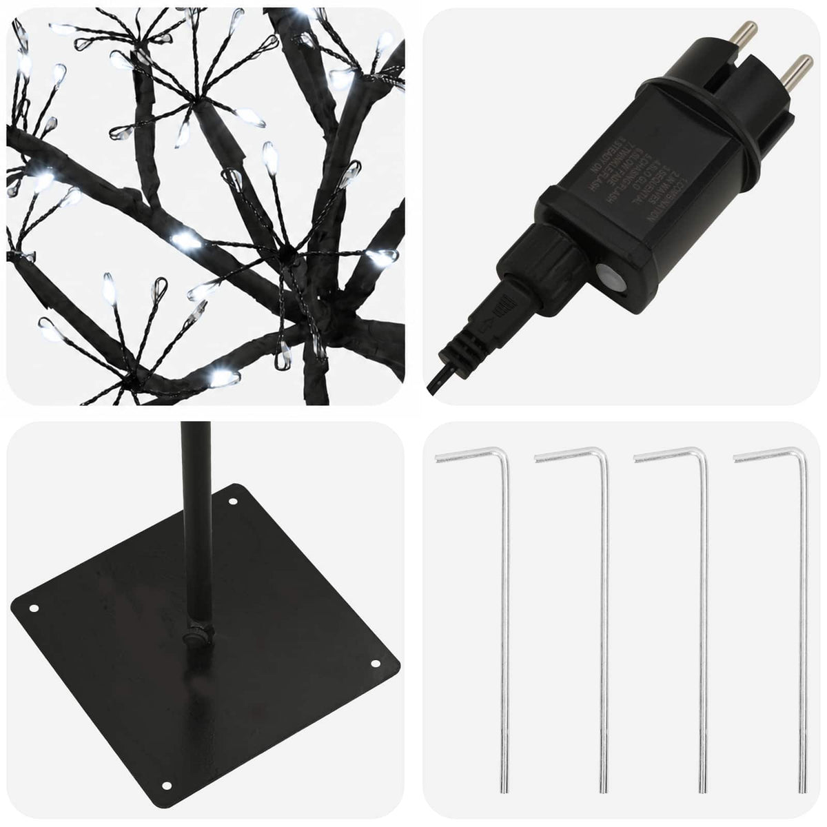 S-Shape LED Christmas Tree Black 20 x 20 x 175 cm Steel