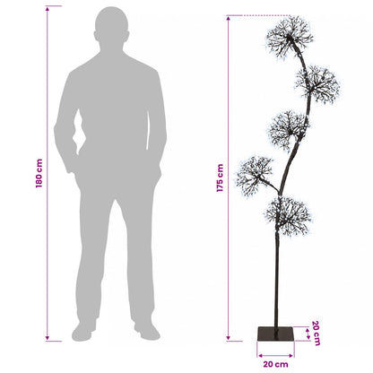 S-Shape LED Christmas Tree Black 20 x 20 x 175 cm Steel